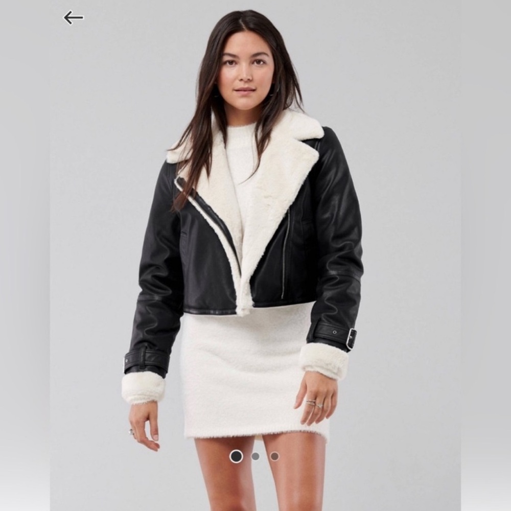 Hollister Faux Leather & Shearling Biker Jacket